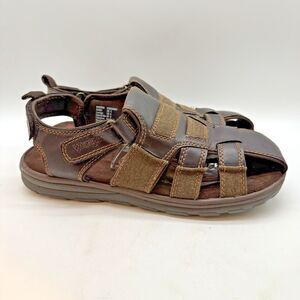 Wrangler Memory Foam Fisherman Sandals Men's 10 Brown Canvas Hook & Loop Beach